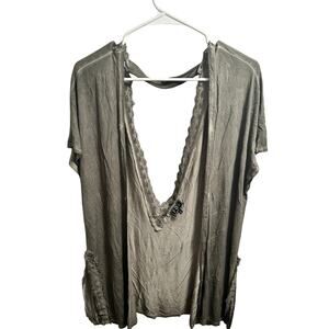 POL HOBO Short Sleeve Olive Women’s Duster Sz S-M Oversized Open front